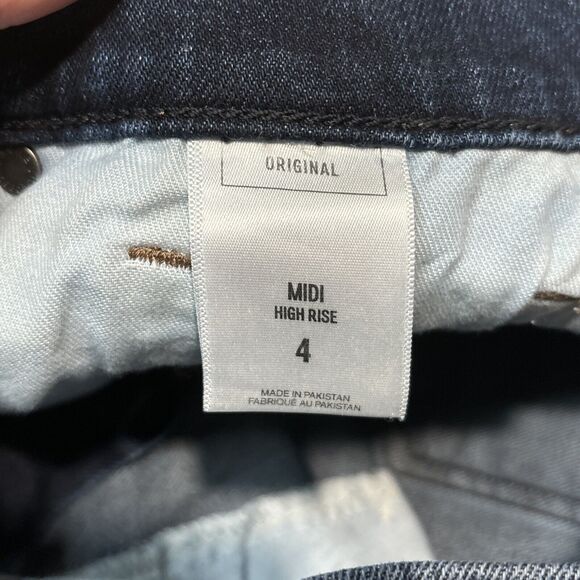 Womens Express Dark Jean Midi Shorts High Rise Button Fly Size 4 - Picture 7 of 9